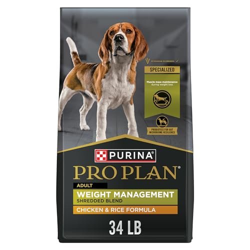 Purina Pro Plan Weight Management Dry Dog Food, Shredded Blend Chicken and Rice Formula - 34 lb. Bag