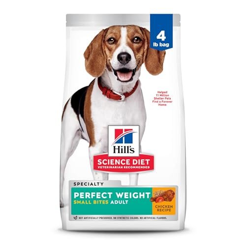 Hill's Science Diet Perfect Weight, Adult 1-6, Weight Management Support, Small Kibble, Dry Dog Food, Chicken Recipe, 4 lb Bag