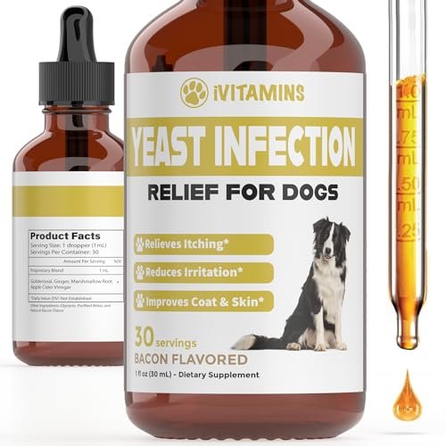Natural Yeast Infection Treatment for Dogs | Helps to Support Itch & Inflammation Relief, & More | Dog Ear Infection Treatment | Dog Itch Relief | Dog Yeast Ear Infection Treatment | (Bacon)