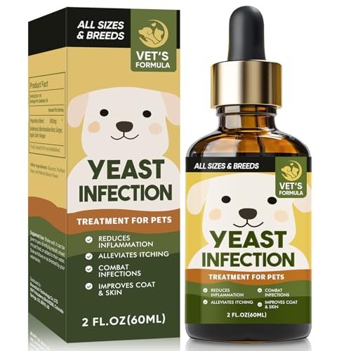 PDTXCLS Yeast Infection Treatment for Dogs, Effective Dog Ear Infection Treatment, Natural Ingredients, for Relieve Allergies and Itching, Improves Pet Coat & Skin,60ML