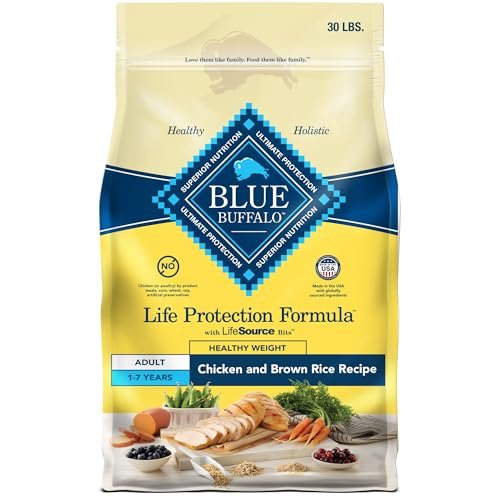 Blue Buffalo Life Protection Formula Healthy Weight Adult Dry Dog Food, Supports an Ideal Weight, Made with Natural Ingredients, Chicken & Brown Rice Recipe, 30-lb Bag