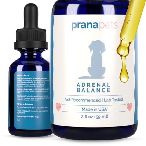 PranaPets Adrenal Balance for Dogs with Cushing’s | Naturally Relieves Symptoms of Cushing's in Dogs | Herbal Formula for Dogs with Cushing’s