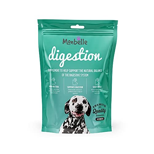 Monbelle - Digestion, Digestive Health Support for Dogs, Helps Digestive Disorders, Diarrhoea and Loose Stools in Dogs, For all Ages & Breeds, Vet Endorsed, UK Manufactured - 60 Tablets