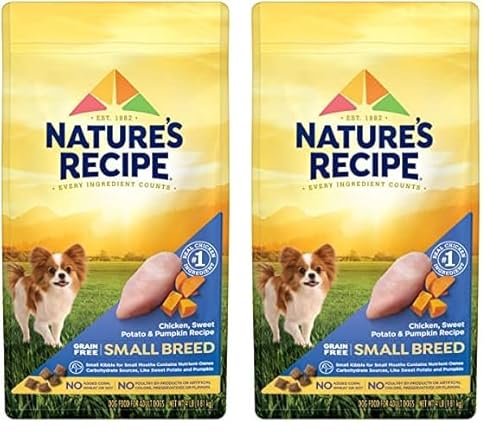 Nature′s Recipe Grain Free Small Breed Chicken, Sweet Potato & Pumpkin Recipe Dry Dog Food, 4 lb. Bag (Pack of 2)