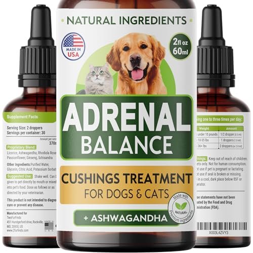 Аdrеnаl Balance for Dogs and Cats - Cushings Treatment for Pets, Аdrеnаl Support w/Ashwagandha, Licorice Root, Rhodiola Rosea – Best Cushings Treatment for Dogs - 2oz Harmony Herbal Drops